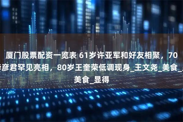 厦门股票配资一览表 61岁许亚军和好友相聚，70岁毕彦君罕见亮相，80岁王奎荣低调现身_王文尧_美食_显得